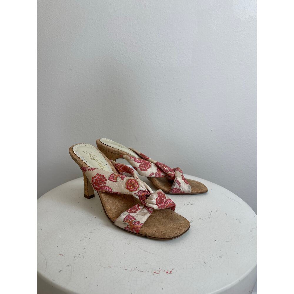 Y2K Paisley Satin Heels with Cork Bottom
